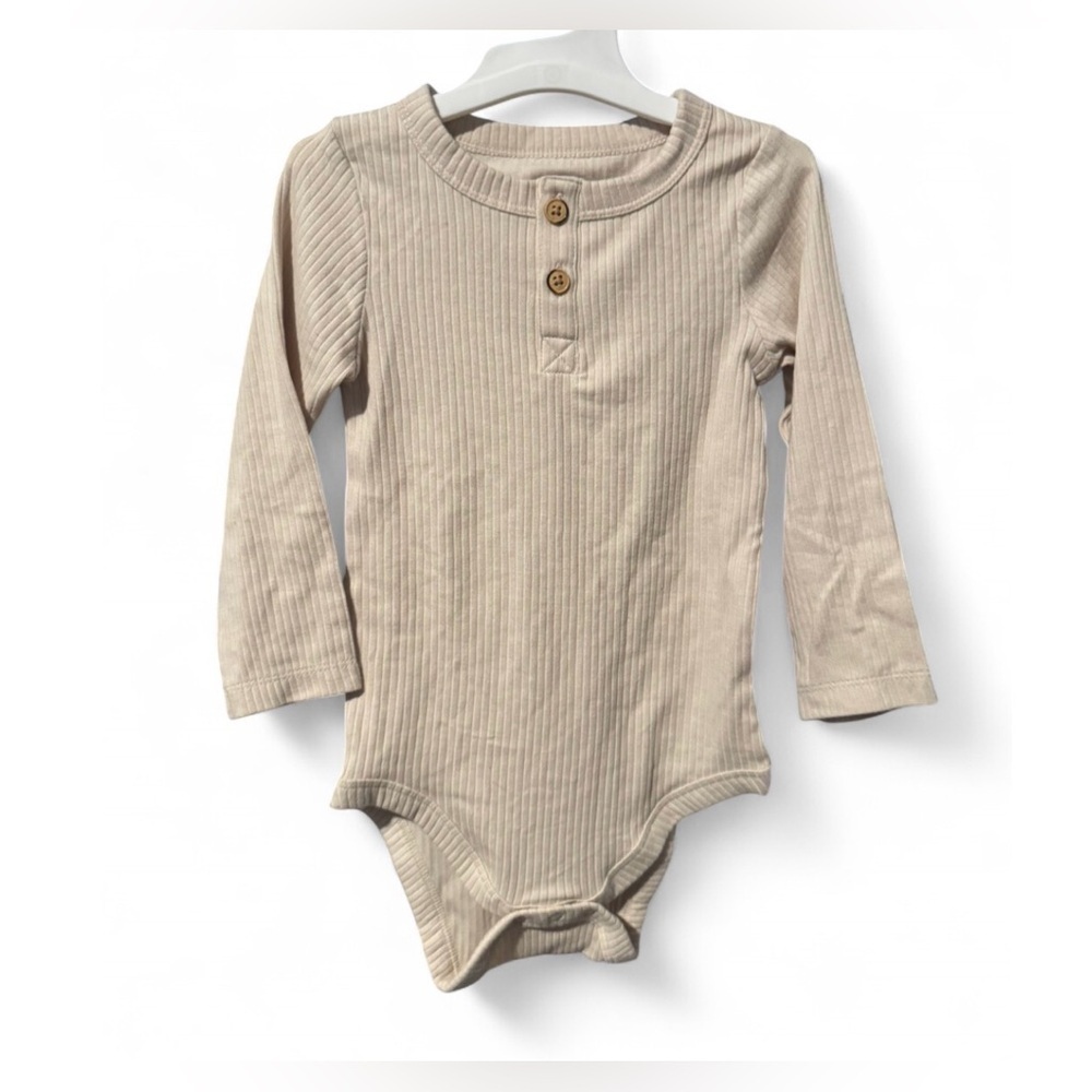 3pcs Cat & Jack Cream Ribbed Baby Onesie